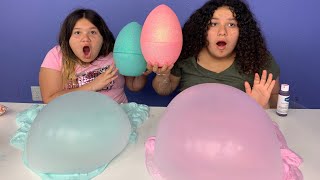 DIY GIANT FLUFFY EASTER EGG SLIMES  SUPER FLUFFY SLIME [upl. by Harac]