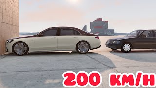 MercedesMaybach S680 W223 vs MercedesBenz S600 W140 💥 200 kmh 💥 BeamNGdrive CRASH test [upl. by Borreri256]