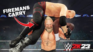 Best Ever Firemans Carry Moves amp Finishers in WWE 2K23 [upl. by Fast]