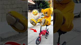 Teddy🧸on Mini Cycle 💥🤣……funnyshorts comedy minicycleride [upl. by Acyssej]