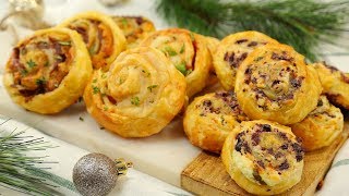 3 Puff Pastry Pinwheel Recipes  Holiday Appetizers [upl. by Rohpotsirhc]