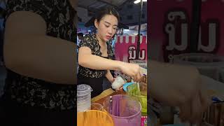 Sticky Chocolate Fresh Milk in Vientiane Night Market 🇱🇦 Lao Cityfood streetfood shorts [upl. by Garald]