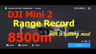 DJI Mini 2 Range Record 8500m with battery mod [upl. by Ahsotal]