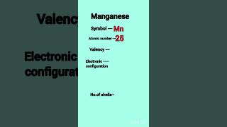 Manganese valency electronic configuration valence electrons shorts chemistry [upl. by Willard]