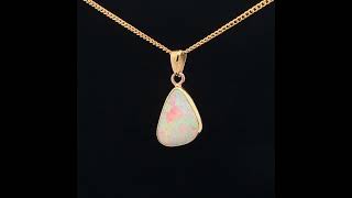 Opal Diamond Factory  18K Yellow Gold Solid Crystal Opal Pendant [upl. by Lladnarc]