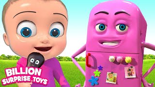 Johnny amp Refrigerator Friend  BillionSurpriseToys Nursery Rhymes Kids Songs [upl. by Darrej913]