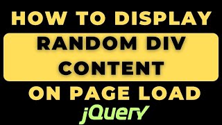 Generate Random Div jQuery Page Reload Refresh [upl. by Onifled201]