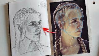 Draw portrait using Loomis method step by step  Easy pencil drawing tutorial sketching [upl. by Aynwad]