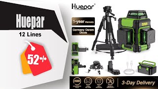 Huepar 3x360° Laser Level Green Beam 12 Lines Selfleveling Cross Line Laser level Tools [upl. by Ginsberg]