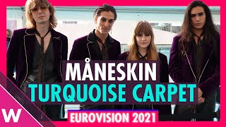 Måneskin Italy  Eurovision 2021 Turquoise Carpet Opening Ceremony  Interview [upl. by Yesdnyl]