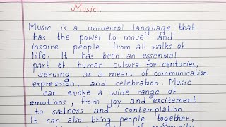 Write a short essay on Music  English [upl. by Aitnyc]