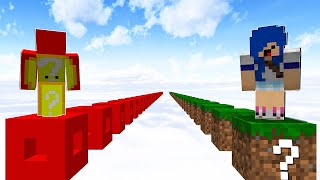 LUCKY BLOCK ROBLOX VS LUCKY BLOCK MINECRAFT CORRIDA LUCKY BLOCK MINECRAFT [upl. by Nevla]