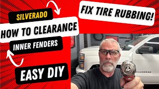 How to clearance the inner fender liners on Silverado Clear 35” tires [upl. by Enajiram970]