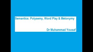 Semantics Polysemy Word Play amp Metonymy [upl. by Aikimat]