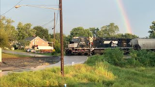 Train Too Long For EOT Device To Work Rainbow Train CSX amp Norfolk Southern At Same RR Crossing [upl. by Silrak]