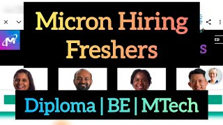 Micron Hiring Freshers for VLSI Jobs  Diploma BE MTech [upl. by Esnahc444]