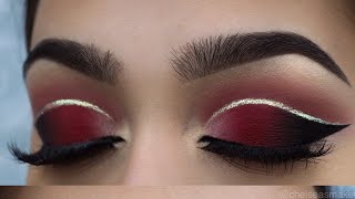 tutorial  Red cut crease  glitter [upl. by Diana]