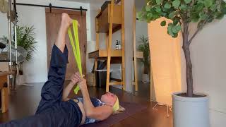 Hamstring stretch with theraband Easy to do at home exercise [upl. by Grinnell]