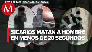 Cámaras de seguridad graban ejecución en Zitácuaro Michoacán [upl. by Mehetabel]