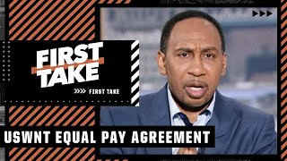 Stephen A reacts to the USWNT and US Soccer reaching 24M agreement  First Take [upl. by Nicholas]