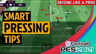 4 SMART PRESSING TIPS YOU MUST KNOW  DEFEND LIKE A PRO IN PES 2021 MOBILE  EASY DEFENSE TIPS [upl. by Aneertak]