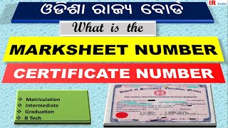 What is the Marksheet No certificate no of Odisha board exams 10th matric  12th  Graduation Btech [upl. by Warford116]