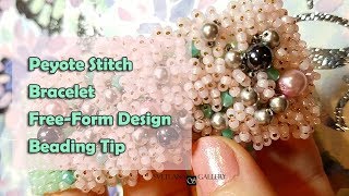 Peyote Stitch Beaded Bracelet Free Form Design Tip [upl. by Aiyram]