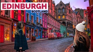 Edinburgh Scotland 🏴󠁧󠁢󠁳󠁣󠁴󠁿 December 2022 Walking Tour 4K HDR 60fps [upl. by Nhguaval]