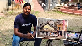 Day59  How To Paint Watercolor Painting On The Spot How to Draw Architecture On The Spot [upl. by Nuahsyar]