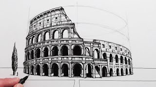 How to Draw The Colosseum in Perspective [upl. by Wilfrid]