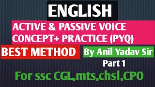 ACTIVE PASSIVE VOICE English grammar concept  practice I Short trick of active passive voice ssc [upl. by Fox]