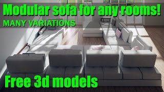 Free 3d model of modular sofa for quick rendering [upl. by Yellah657]