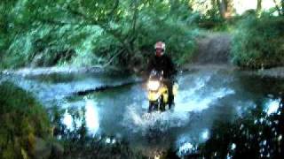 Devon Green Lanes river crossing BMW GS650 Yeo NW Of North Tawton [upl. by Ettenahc117]