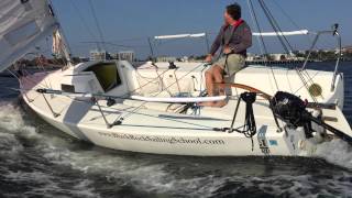 J80 Solo Sailing amp Gybing  Boston Harbor [upl. by Adnil]