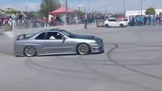 Nissan Skyline GT R R34 Drifting Burnout the ROAD [upl. by Okiman]