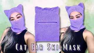 Easy Crochet Ski Mask Balaclava with Cat Ears [upl. by Chuch]