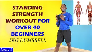 45Minute Standing Strength Training Workout with One Dumbbell for Beginners Over 40 [upl. by Ladnar]