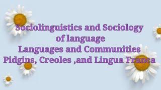 Sociolinguistics and the sociology of language  pidgins and creoles [upl. by Margette]