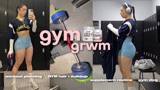 GYM GRWM workout planning hairmakeup supplement routine gym vlog ✿ [upl. by Idnal811]