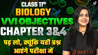 Class 11 Biology MVVI Objective Questions 2025➡️11th Hindi Medium Biology Chapter 3 amp 4 VVI MCQS [upl. by Millie]