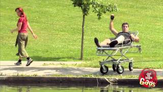 Man On Stretcher Rolls Into Lake [upl. by Greenstein]