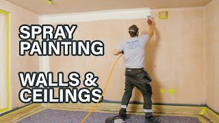 Spray Painting Walls and Ceilings with a WAGNER PP90 Airless Paint Sprayer [upl. by Gehman]