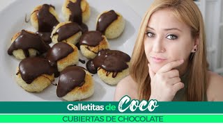 GALLETITAS DE COCO CUBIERTAS DE CHOCOLATE SOLO 3 INGREDIENTES [upl. by Saduj68]