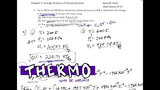 Thermodynamics  44 Ideal Gas Specific Heat example 1 [upl. by Anees]