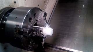 lmw cnc lathe  turning delrin  delrin bearing shell [upl. by Nagah891]