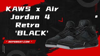 KAWS x Air Jordan 4 Retro BLACK Unboxing ReviewNEAKERSREPORG🤩 [upl. by Eelrebma]