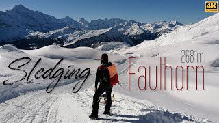 Faulhorn 2681m  Longest sledging run in the world  Schlitteln in Jungfrau Region Grindelwald  4K [upl. by Alegna]