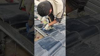 Installation process of ceramic tiles on steel structure roof [upl. by Lili31]