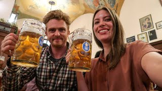 BAVARIAN BEER amp FOOD Tour in Munich Germany 🥨  Drinking in HOFBRÄUHAUS German Beer Hall 🍺 [upl. by Nytsirc]