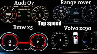 Volvo xc90 Vs Audi Q7 Vs Bmw x5 Vs Range rover speed comparison  Acceleration Battle  0200 speed [upl. by Galvin76]